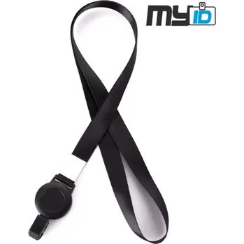 Šňůrka na krk Enjoy s klipem a navijákem, černá, 1ks