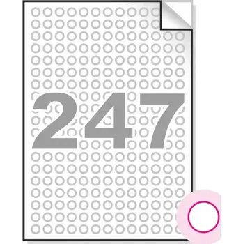 Samolepící etiketa Samolepící etikety, A4, 100ks, (prům.10mm), 247ks/A4 - kulaté