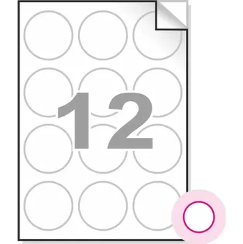 Samolepící etiketa Samolepící etikety, A4, 100ks, (prům.60mm), 12ks/A4 - kulaté