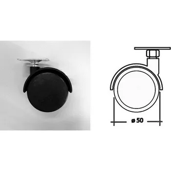 Kolečko plast s plot 50mm černé, 25kg