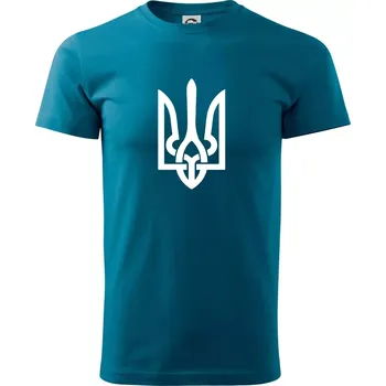 Pánská móda Ukrajina trojzubec velký - Klasické pánské triko vyšší gramáže - XS ( Petrolejová )