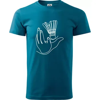 Pánské tričko Badminton jedním tahem - Klasické pánské triko vyšší gramáže - L ( Petrolejová )