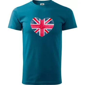 Britské srdce malované - Klasické pánské triko vyšší gramáže - XS ( Petrolejová )