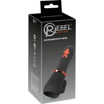 Rebel - akumulátorový, dvoumotorový vibrátor na žalud (černý)