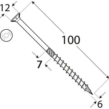 Vrut CS 06100 tesařský vrut se zapuštěnou hlavou 6x100 100kus/bal