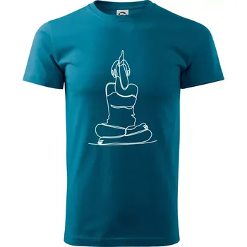 Jóga v sedu jedním tahem - Klasické pánské triko vyšší gramáže - S ( Petrolejová )