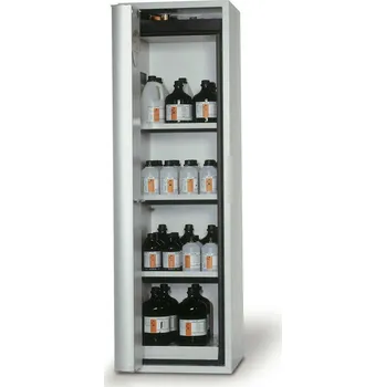 Protipožární skříň na nebezpečné látky asecos GF-601, 3 ks police, pravé dveře, šedá, One-Touch