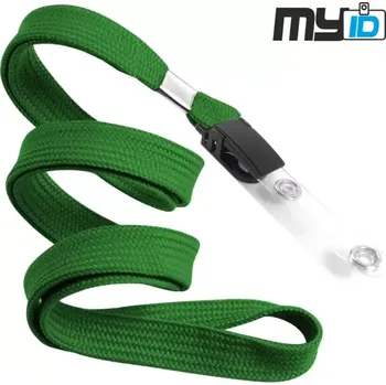 Šňůrka na krk s plastovým klipem a šlí, 1ks, zelená