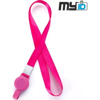 Šňůrka na krk Enjoy s klipem a navijákem, růžová, 1ks