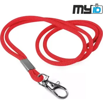 Šňůrka na krk s kovovou karabinou - kulatá, 1ks, červená