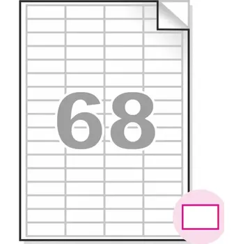 Speciální papír Samolepící etikety, A4, 100ks, (48,5x16,9mm), 68ks/A4 - hranaté