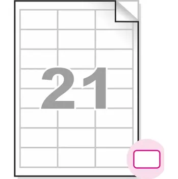 Samolepící etiketa Samolepící etikety, A4, 100ks, (63,5x38,1mm), 21ks/A4 - zaoblené