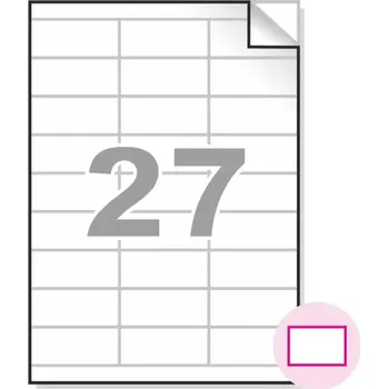 Speciální papír Samolepící etikety, A4, 100ks, (70x32mm), 27ks/A4 - hranaté