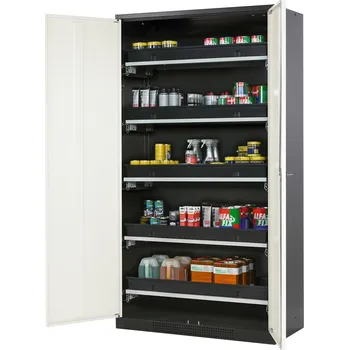 Skříň na chemikálie Systema-T-CS-105, korpus antracitový, křídlové dveře bílé, 5 výsuv. van