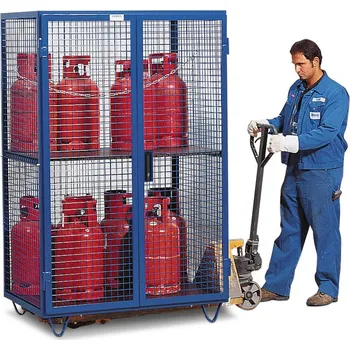 Skříň na plynové lahve, 8 x 11 kg nebo 6 x 33 kg lahve, 2křídlé dveře, podjízdná, modrá