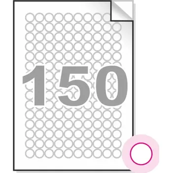 Samolepící etiketa Samolepící etikety, A4, 100ks, (prům.15mm), 150ks/A4 - kulaté