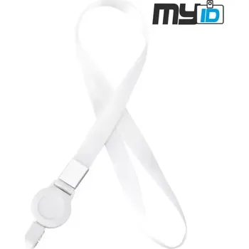 Šňůrka na krk Enjoy s klipem a navijákem, bílá, 1ks