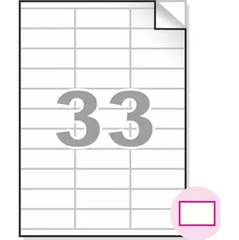 Samolepící etiketa Samolepící etikety, A4, 100ks, (70x25mm), 33ks/A4 - hranaté