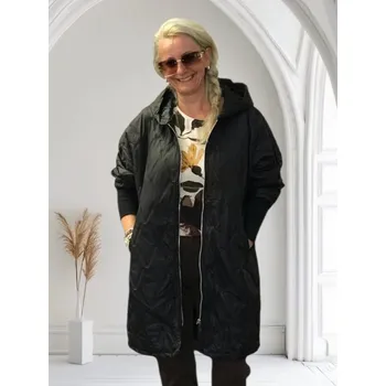 Dámský kabát Jůlie dámský kabát s kapucí přechodový Barva: Černá, Velikost: One size, Size system: One size