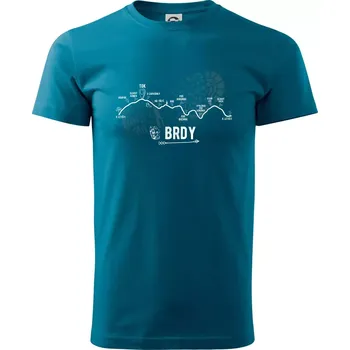 Pánské tričko Profil kopců - Brdy - Klasické pánské triko vyšší gramáže - 4XL ( Petrolejová )