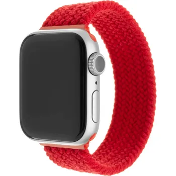Řemínek na hodinky Elastický nylonový řemínek FIXED Nylon Strap pro Apple Watch 42/44/45/46/49mm, velikost L, červený