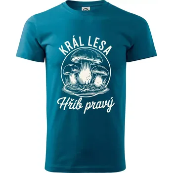 Pánská móda Král lesa hřib pravý - Klasické pánské triko vyšší gramáže - XS ( Petrolejová )