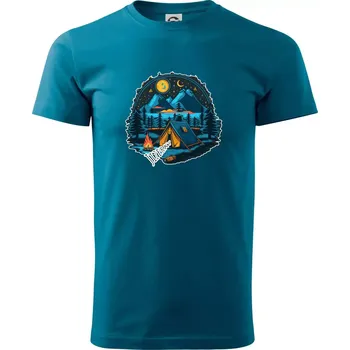 Jizerky pod stanem - Klasické pánské triko vyšší gramáže - S ( Petrolejová )