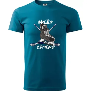 Pánské tričko Hokej - naše zbraně - Klasické pánské triko vyšší gramáže - 4XL ( Petrolejová )