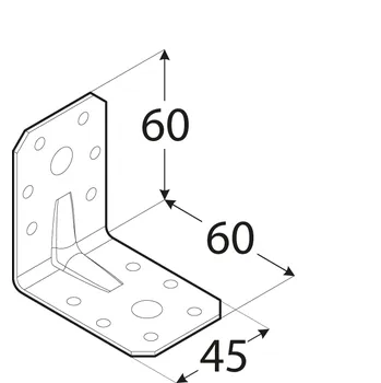 Tesařské kování KPL 6 - úhelník s prolisem 60x60x45x2,0 mm
