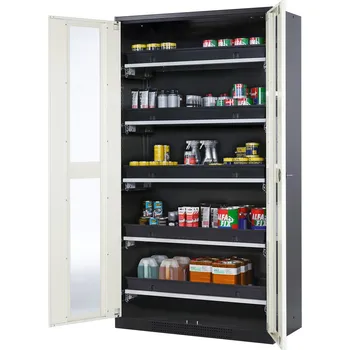 Skříň na chemikálie Systema-T CS-105G, korpus antracitový, křídlové dveře bílé, 5 výsuvných van