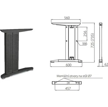 Stolová podnož Kancelářská podnož černá 710-725x560mm