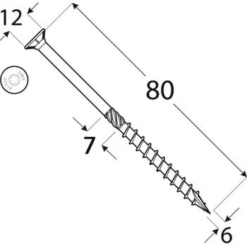 Vrut CS 06080 tesařský vrut se zapuštěnou hlavou 6x80 200kus/bal