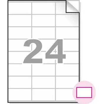 Samolepící etiketa Samolepící etikety, A4, 100ks, (70x36mm), 24ks/A4 - hranaté