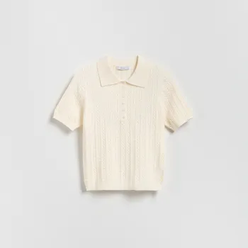 Dámský svetr Reserved - Svetr s polo límečkem - tělová - 201GP-02X - 201GP-02X-L