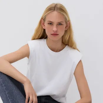 Reserved - Tričko s ramenními vycpávkami - bílá - 6871V-00X - 6871V-00X-S-2