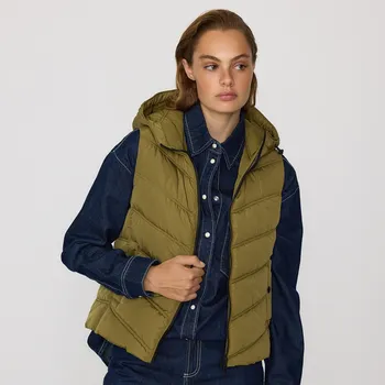 Dámský kabát Reserved - Prošívaná vesta s kapucí - olivová - 674AY-91X - 674AY-91X-XXL