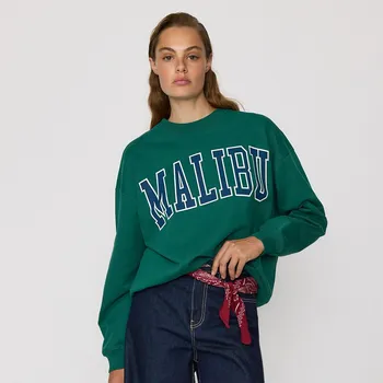 Dámská mikina Reserved - Mikina s kapucí a vyšívaným nápisem - zelená - 673GA-77X - 673GA-77X-XL