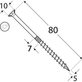 Vrut CS 05080 tesařský vrut se zapuštěnou hlavou 5x80 200kus/bal