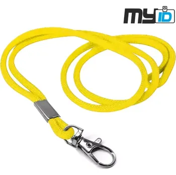 Šňůrka na krk s kovovou karabinou - kulatá, 1ks, žlutá