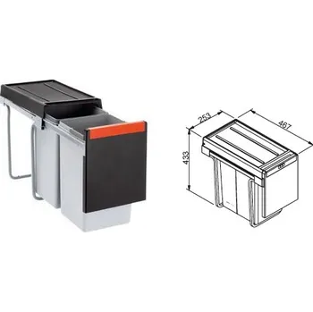 Odpadkový koš Kos odpadkový CUBE 30 15+15L