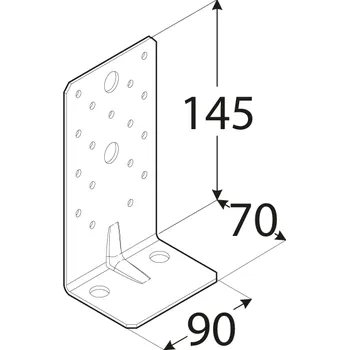 Tesařské kování KP8 - úhelník s prolisem 145x70x90x2,5 mm