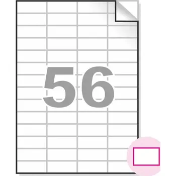 Samolepící etiketa Samolepící etikety, A4, 100ks, (52,5x21,2mm), 56ks/A4 - hranaté