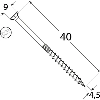 Vrut CS 45040 tesařský vrut se zapuštěnou hlavou 4,5x40 200kus/bal