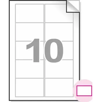 Samolepící etiketa Samolepící etikety, A4, 100ks, (85x55mm), 10ks/A4 - hranaté