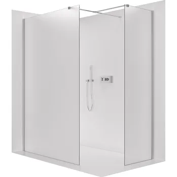 CERANO - Sprchová zástěna Walk-in Onyx T L/P - 8 mm - hranatá vzpěra - chrom, mléčné sklo - 160x30x200 cm