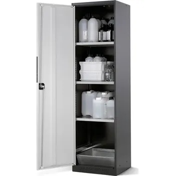 Skříň na chemikálie Systema CS-53L, korpus antracit,křídl. dv. vol.barv, 3 vlož. police a podl. vana