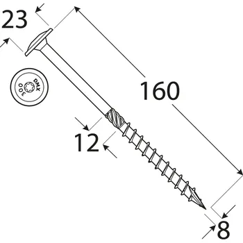 Vrut CT 08160 tesařský vrut s talířovou hlavou 8x160 50kus/bal