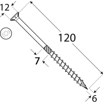 Vrut CS 06120 tesařský vrut se zapuštěnou hlavou 6x120 100kus/bal
