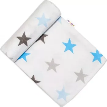 Zavinovačka Baby Nellys Flanelová plenka Hvězdičky Modrá/šedá 70/80 cm