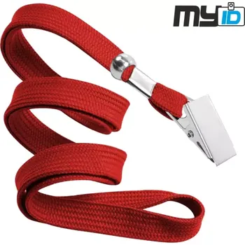 Šňůrka na krk s kovovým klipem, 1ks, červená